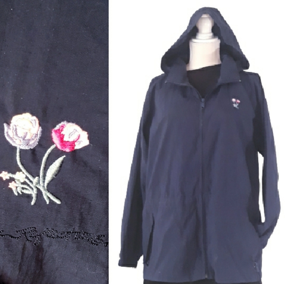 Vintage Northern Reflections Blue Hooded Winbreaker Sz Medium Drawstring Waist